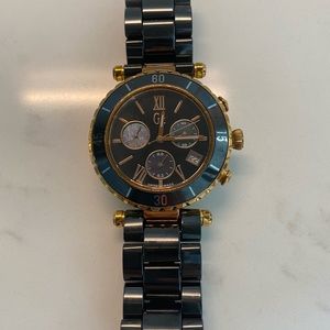 GC Guess collection rose gold ceramic black women watch